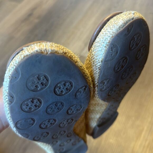 TORY BURCH Reva Ballet Flats Shoes Natural Woven Raffia Straw Beige size 8.5 M - Picture 6 of 9